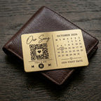 Gold personalised Our Song QR code wallet insert with engraved date