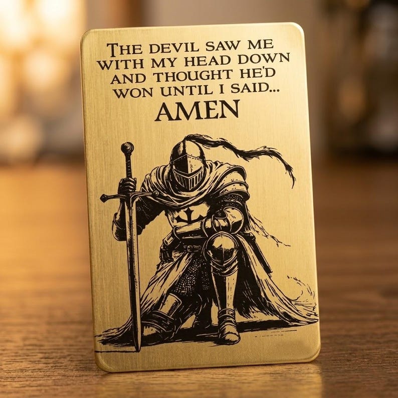 Amen Christian wallet card engraved in gold