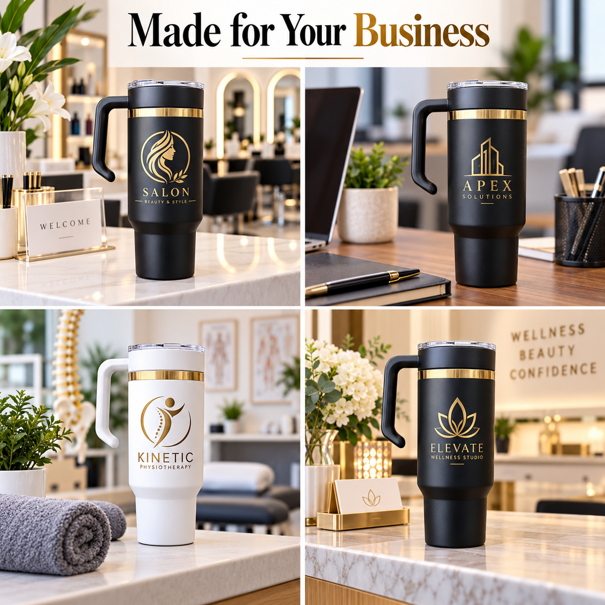 Examples of branded logo tumblers in businesses