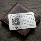 Front of personalised Our Song QR code wallet insert with calendar date